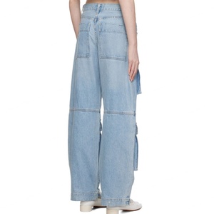 Nueva Llegada: Jeans Baggy de Algodón para Mujer, Estilo Boyfriend, Tallas Grandes, con Bolsillos Cargo, Lavado Azul - Product Image 2