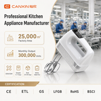 Batteur à main électrique certifié ETL 200W 5 vitesses avec fouets en acier inoxydable, batteur à œufs professionnel pour la pâte à gâteau et la pâtisserie
