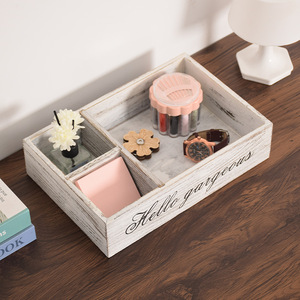 Wooden Desktop Organizer Rectangle Storage <b>Box</b> With Compartments For Office Supplies And <b>Small</b> Items - Product Image 1