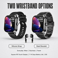 Montre connectée D8 Pro 2 en 1 avec écouteurs TWS, boîtier en aluminium, SpO2, podomètre, logo personnalisé OEM