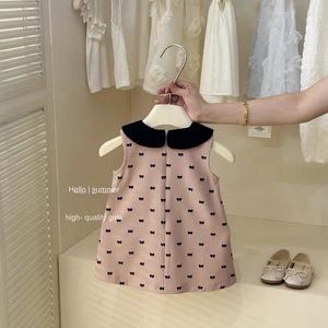 Child Star Circle Girls Sleeveless Cotton Dress With Petal Collar Summer Breathable Vest Style - Product Image 2