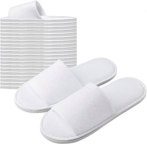 Chaussons jetables de luxe pour hôtel, personnalisables avec logo OEM, en polaire corail, semelle EVA souple, recyclables et lavables - Product Image 1