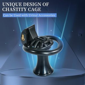 <span class=keywords><strong>Mini</strong></span> serrure de chasteté mâle avec 4 tailles anneaux et clés dispositif de chasteté en résine légère adulte Sissy Sex Toy accessoires pour hommes - Product Image 5