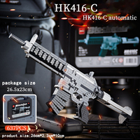 Venta caliente de fábrica HK416 Bloques de montaje educativo para niños Comer pistola de pollo Modelo pistola de juguete de plástico