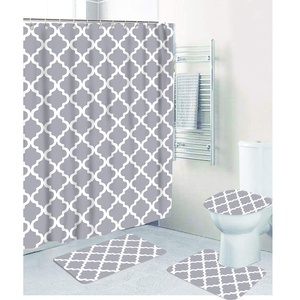 Commercio all'ingrosso su ordinazione disegni di lusso di stampa impermeabile europeo bagno tende da doccia tappetino da bagno 3 pezzi anti slip vendita calda più poco costoso - Product Image 1
