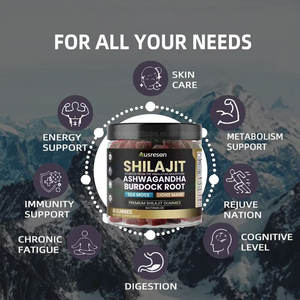 Ausreson OEM Halal Shilajit 4 en 1 Gummies Energy Immune Support Etiqueta privada Ashwagandha Shilajit Sea Moss Lions Mane Gummies - Product Image 4