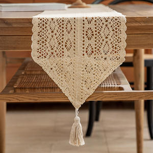 American Style Crocheted Cotton Table Runner Rectangle <b>Washable</b> Home Decor Lace <b>Tablecloth</b> Plant Pattern - Product Image 4