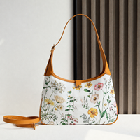 Sac à bandoulière polyvalent pour femme en cuir PU imperméable avec doublure en polyester, motif floral, idéal pour les trajets quotidiens, le shopping et le bureau