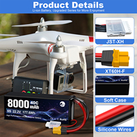 Batterie Lipo RC 6S 22.2V 8000mah 40C, étui souple avec XT60 pour drone FPV, grand stock
