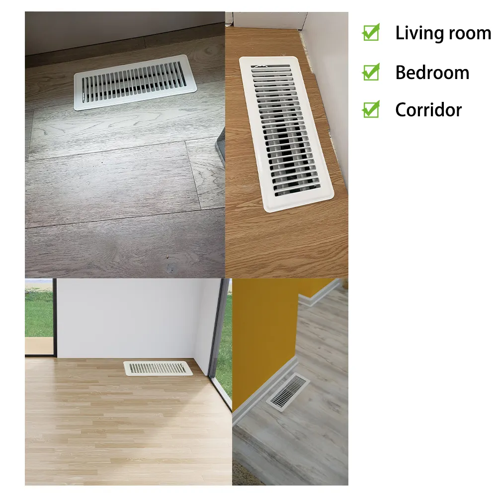 Registro de piso com grade de ventilação de piso HVAC Lakeso com amortecedor e registros de piso de aço estampados