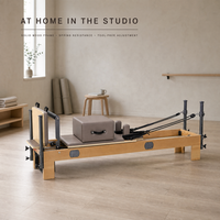 Queenlife Reformer de Pilates en bois réglable, finition bois, pour studio commercial