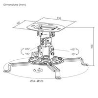 360 degrés Rotation Blanc Universel En Acier Support De Projecteur De Plafond