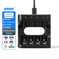Chargeur de batteries rechargeables universel intelligent XTAR 4 emplacements L4 Type-C pour Li-ion 1,5 V et NiMH 1,2 V AA AAA, personnalisable
