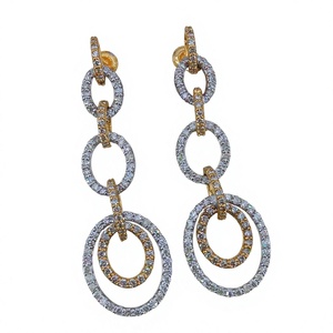 Pendientes Colgantes de Plata de Ley 925 con Baño de Rodio y Diamantes Naturales de Corte Redondo para Mujer, 1.74 Ct, Joyería de Moda para Boda - Product Image 1