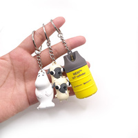Gantungan kunci kustom hewan kartun 3D gantungan kunci karet PVC lembut tas ukiran unik jimat pegangan otomatis Kawaii Souvenir jumlah pesanan MINIMAL rendah