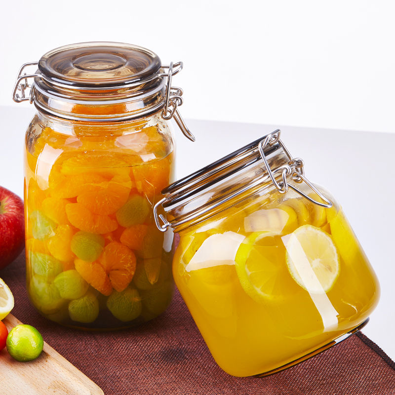 fast delivery 500~3000ml seal cans jar glass lemon honey jam bottle food storage jar