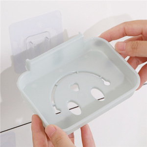 Nahe Wall Mounted Soap Dish Plastic Self Drain Rectangular Bathroom Soap Holder With Smiley Face Design - Product Image 2