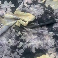 Tissu en maille élastique en polyester et élasthanne à imprimé floral, doux et respirant, pour robes, tenues et foulards pour femmes