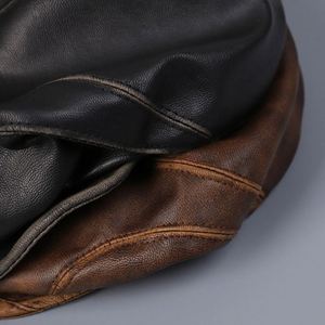 2025 New Arrival PU Leather Newsboy Cap Personalized Men Women Casual Retro Fashion Trendy <b>Beret</b> Hat - Product Image 6
