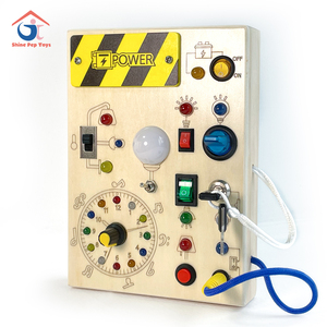 Circuit imprimé LED pour enfants Montessori Early Education Simulations Switch Wooden Busy Board Jouet éducatif - Product Image 1