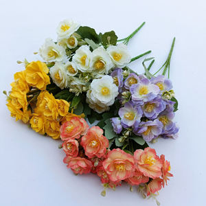 Artificielle petite fleur faisceau soie rose fleur buisson pour la maison hôtel mariage saint valentin décoration pièce maîtresse fleur - Product Image 1