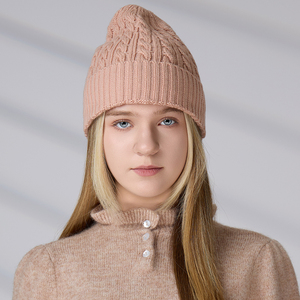 High Quality Luxury Unisex Knitwear <b>Accessories</b> Acrylic Embroidery Logo Cable Skull Cap for Winter Women Cuffed Knit Beanie - Product Image 1