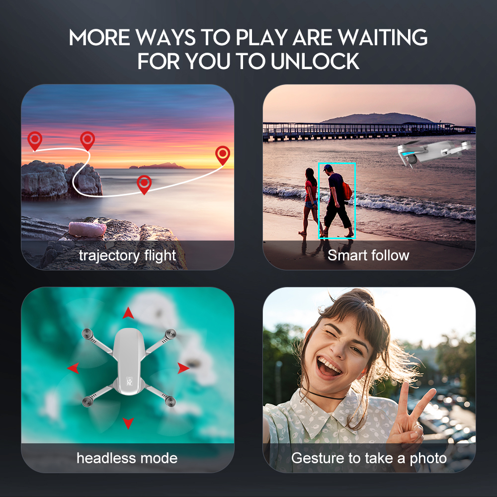 S6S Mini Drone, trajectory flight Smart follow headless mode Gesture to take a photo .
