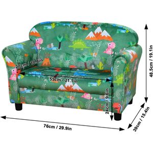 Pwtj เก้าอี้โซฟากำมะหยี่ลายไดโนเสาร์สีเขียว2-Seater เก้าอี้เด็กเล่นโซฟาสำหรับใช้ในบ้านหุ้มลวดลายไดโนเสาร์กำมะหยี่ - Product Image 6