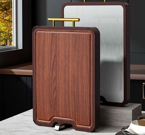 Planches à découper en bois d'acacia, de noyer <span class=keywords><strong>noir</strong></span>, d'ébène et de bambou avec poignée, gravure personnalisée du logo, blocs de découpe épais - Product Image 4