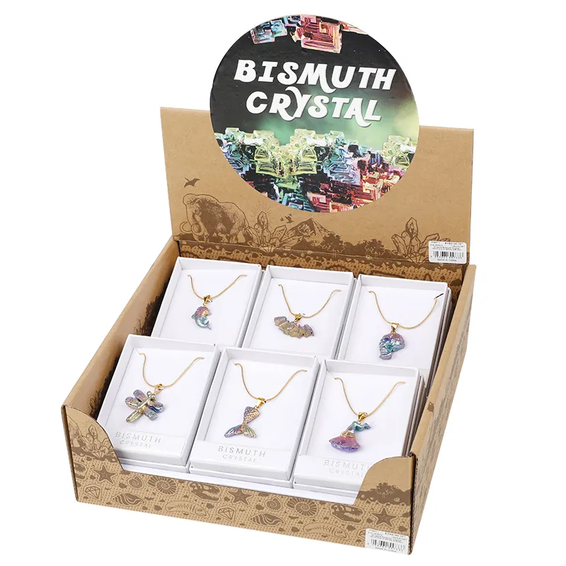 Bismuth Crystal Pendant Kit Natural Metal Crystals Bismuth Healing Stones Spiritual Pendant Natural Gemstone Jewelry