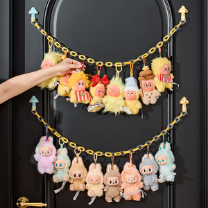 Porte-serviettes mural en forme de champignon mignon, chaîne de suspension multicouche, support de présentation pour poupées en peluche, auto-adhésif, sans perçage, organisateur de rangement domestique - Product Image 6