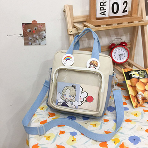 กระเป๋าสะพายไหล่ของผู้หญิงแฟชั่นกระเป๋าผ้าใบน่ารักพร้อมรายละเอียดโปร่งใสกระเป๋าสะพายไหล่ของเด็กผู้หญิงน่ารัก - Product Image 5