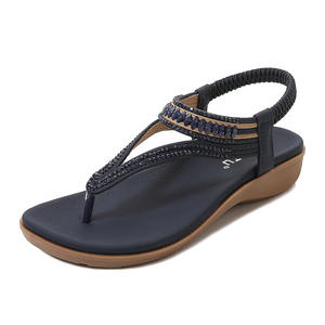 Sandalias de Mujer de Cuero Genuino Estilo Playa Americana, Diseño Geométrico Evergreen, Suela Gruesa y Acolchada - Product Image 3