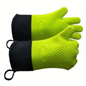 Gants en coton silicone extra longs imperméables antidérapants à cinq doigts pour four de ménage de cuisine personnalisé et résistant à la chaleur - Product Image 5