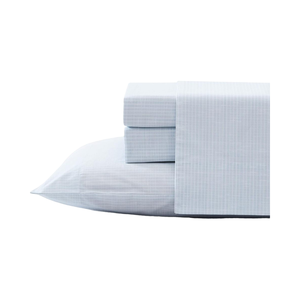 Draps King de style moderne Ensemble de literie en percale de coton Élégant Ala Moana Stripe Blue Crisp Cool Comfort - Product Image 6
