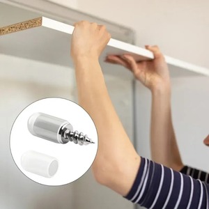 Soporte de metal de una pieza <span class=keywords><strong>sin</strong></span> perforaciones para estanterías, organizador de compartimentos, soporte fijo para gabinetes y armarios, almacenamiento. - Product Image 4