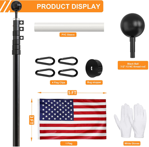 Pólo de bandeira americano profissional resistente ao vento, 6 pés de alumínio, novo produto, para casa, propriedade, jardim e comercial - Product Image 3