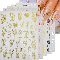6 pièces/ensemble coloré papillon fleurs ongle autocollant printemps été Floral ongles breloques décalcomanies décoration bricolage manucure accessoires