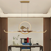 Lampe suspendue chinoise créative Zen pour maison de thé, luminaire suspendu pour la maison, l'étude, la salle à manger, lustre LED 3 couleurs moderne