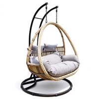 Fauteuil suspendu double pour patio, chaise suspendue en forme d'œuf pour 2 personnes, avec coussin, siège en rotin PE, moderne, pour salon, cour