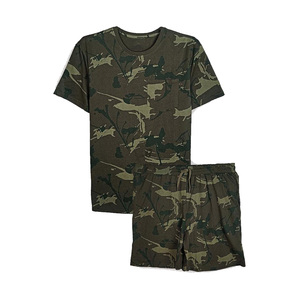 Conjunto de camiseta y pantalones cortos de algodón lavado vintage para hombre, estampado digital, ropa informal de verano, estilo urbano, OEM, logotipo personalizado, top en blanco. - Product Image 1