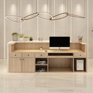 Comptoir de réception moderne en bois sur mesure 2025, blanc, pour salon, salle de sport, boutique, hôtel, spa, à vendre - Product Image 5