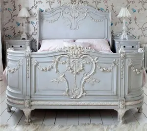 定制美式风格实木雕花床古董欧洲设计卧室家具套装