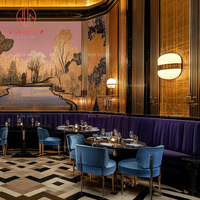 Meubles de restaurant modernes et durables, canapé rond en marbre, banquette, chaise avec table pour café
