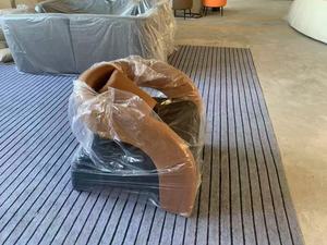 Fauteuil contemporain incurvé en velours, chaise longue rembourrée pour salon d'hôtel moderne - Product Image 5