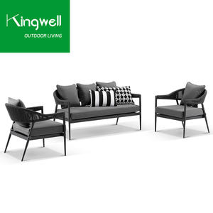 Meubles <span class=keywords><strong>de</strong></span> patio d'extérieur au design moderne Canapé <span class=keywords><strong>de</strong></span> <span class=keywords><strong>jardin</strong></span> en <span class=keywords><strong>aluminium</strong></span> et métal avec corde tissée pour hôtels - Product Image 1