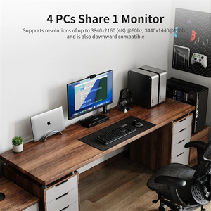 สวิตช์ KVM TESmart 4 พอร์ต รองรับ 4K พร้อมโหมดส่งคีย์บอร์ดและเมาส์ผ่านได้ รองรับ HDCP สำหรับ HDTV - Product Image 2