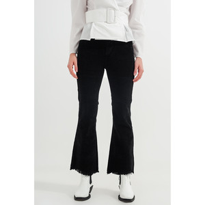 Pantalon évasé en cordon extensible noir - Product Image 2