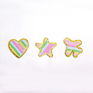 Keymay New RTS DIY cá nhân tự dính cầu vồng đầy màu sắc sọc trái tim máy bay Sao vá Pill olka chấm Bow cheille vá - Product Image 4