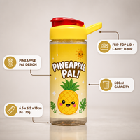 Bouteille d'eau en plastique de 500 ml, style dessin animé, écologique, avec couvercle en PP, pour enfants, idéale pour la randonnée, à boire directement, vente en gros directe